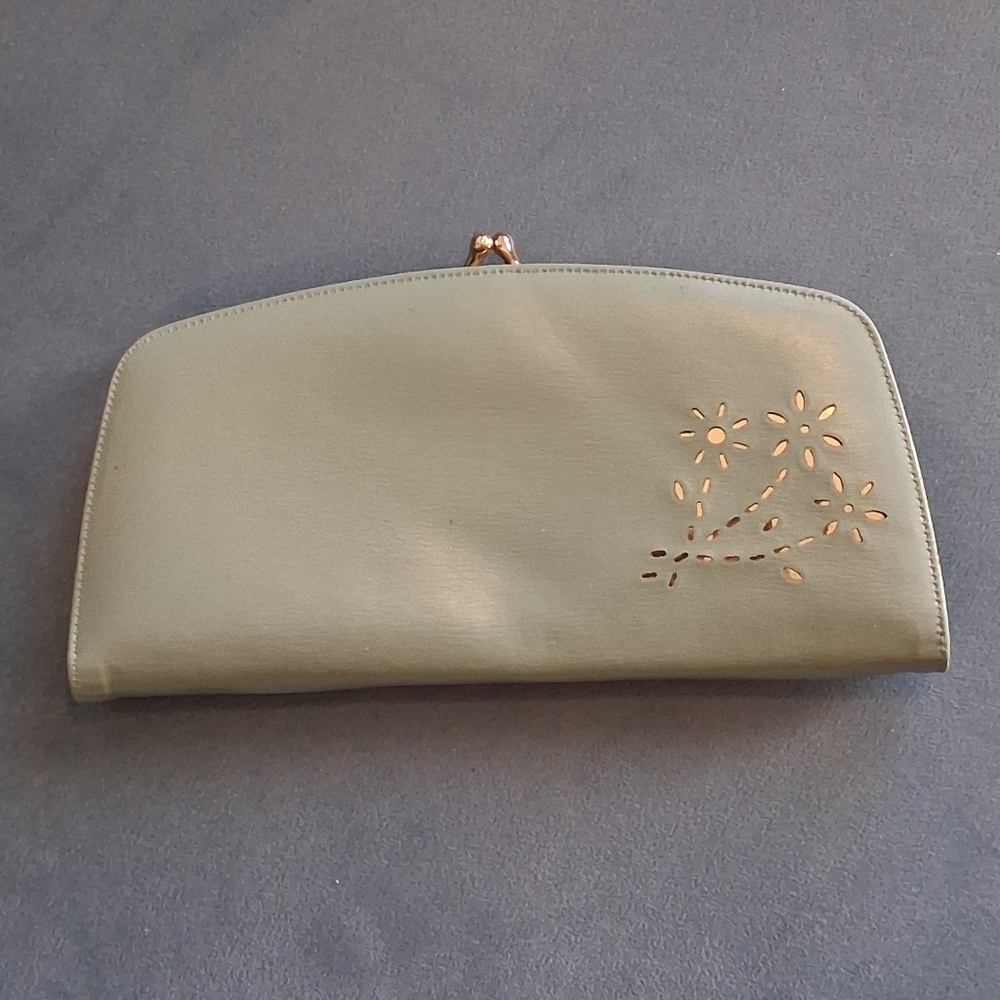Vtg Baronet Green Clutch Wallet